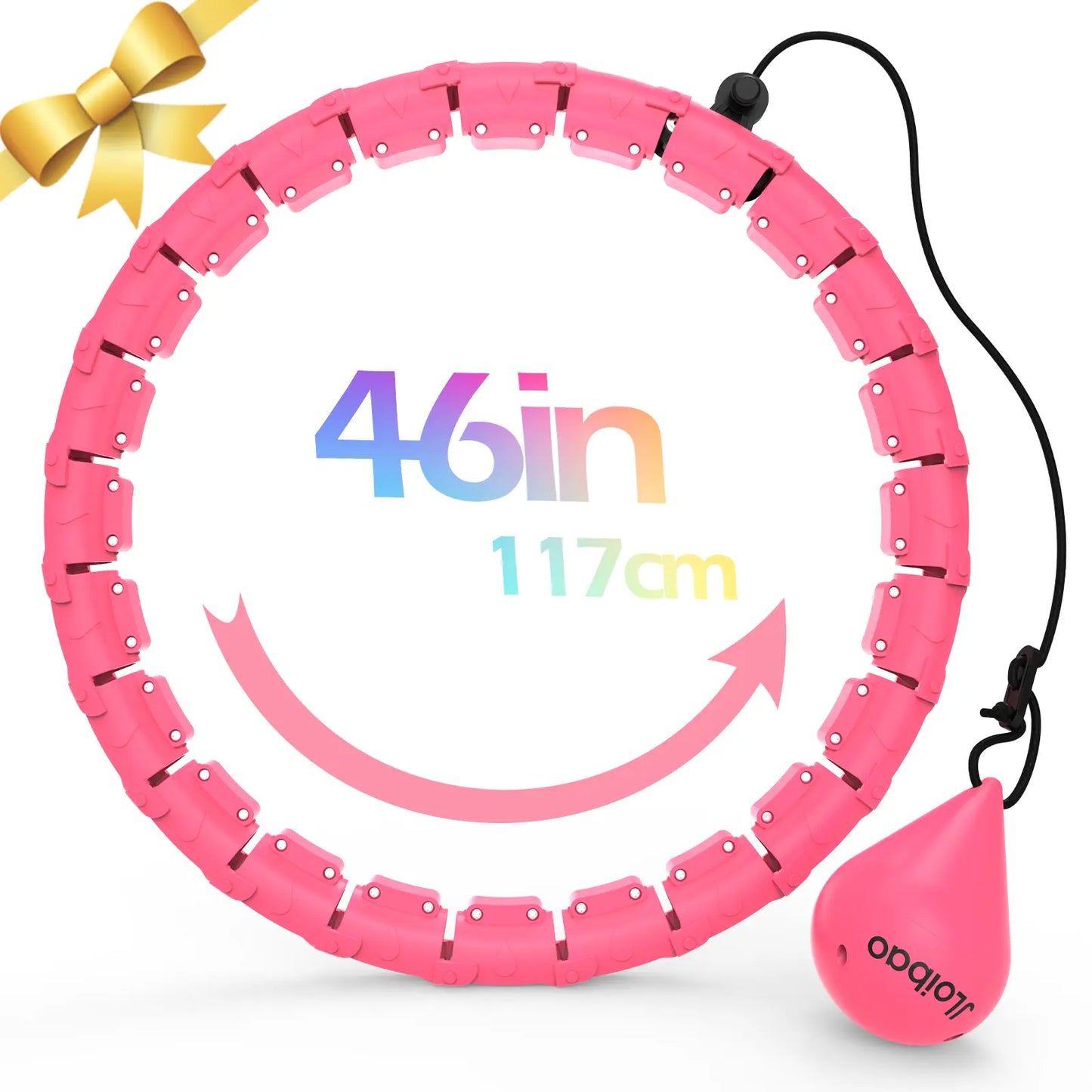 Weighted Fitness Hoop for Adults – 47" Adjustable Smart Weighted Hula Hoop with 24 Detachable Links & Auto-Spinning Ball