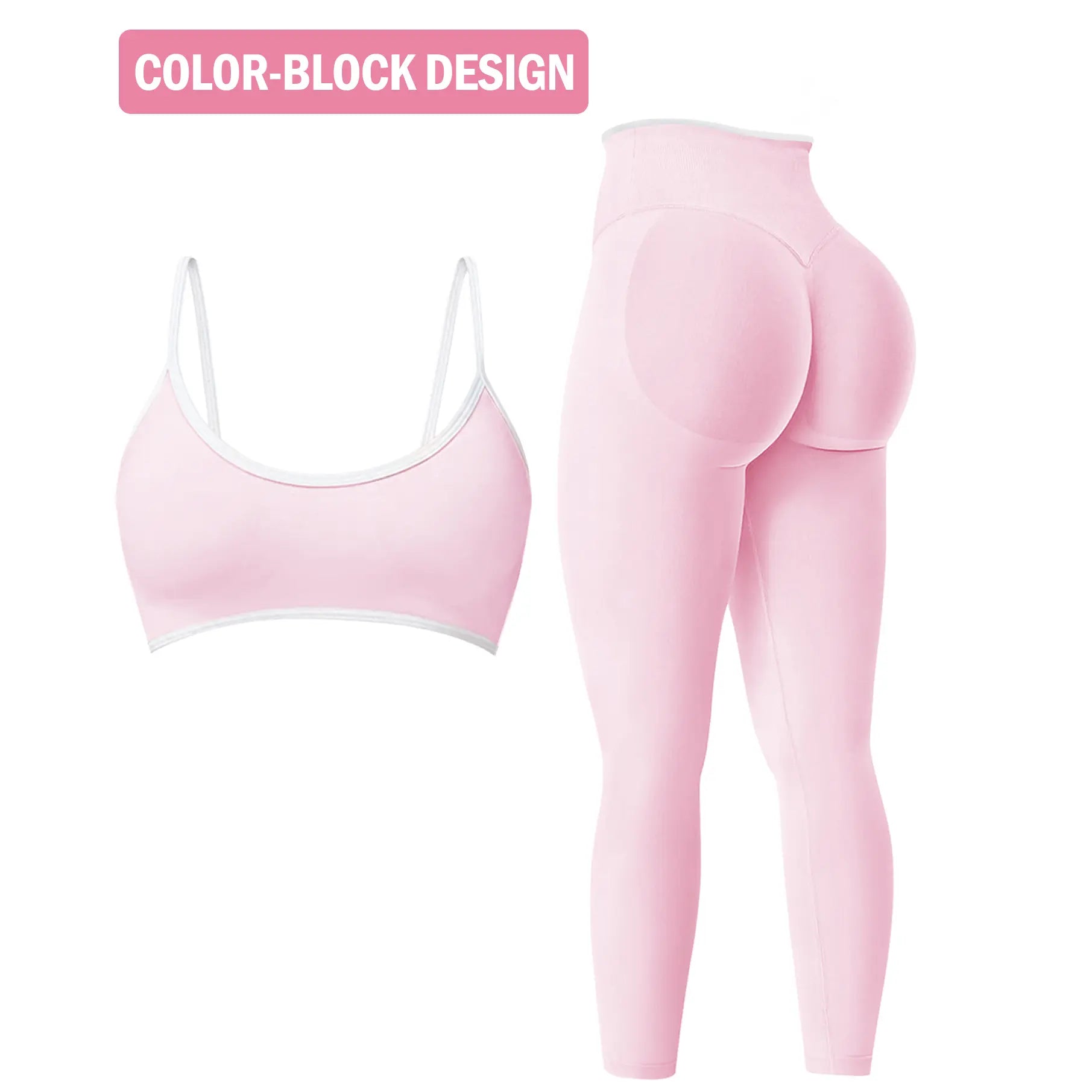 Women's 2-Piece Seamless Ribbed Workout Set | Sports Bra & Butt Lifting Leggings