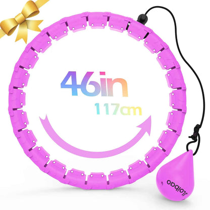 Weighted Fitness Hoop for Adults – 47" Adjustable Smart Weighted Hula Hoop with 24 Detachable Links & Auto-Spinning Ball