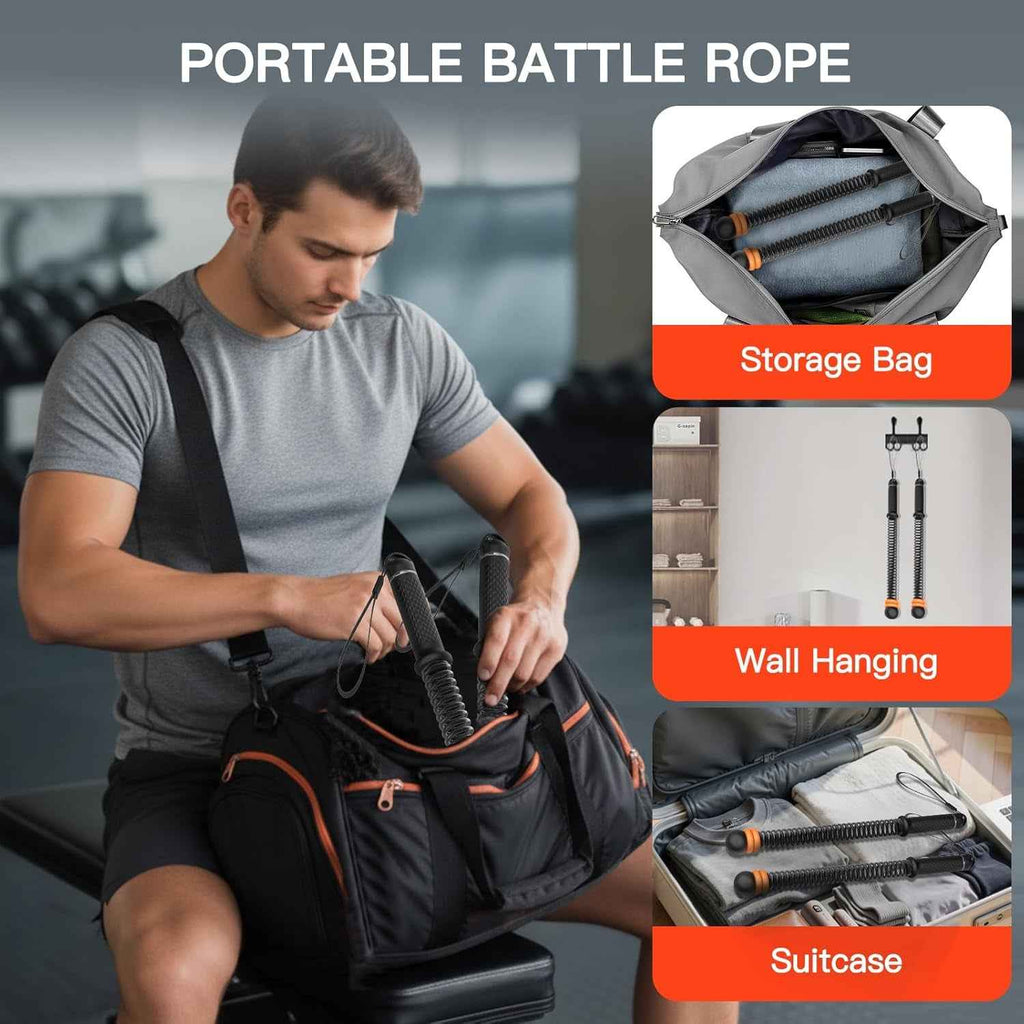 Cordless Battle Ropes – Portable HIIT Workout for Home & Travel