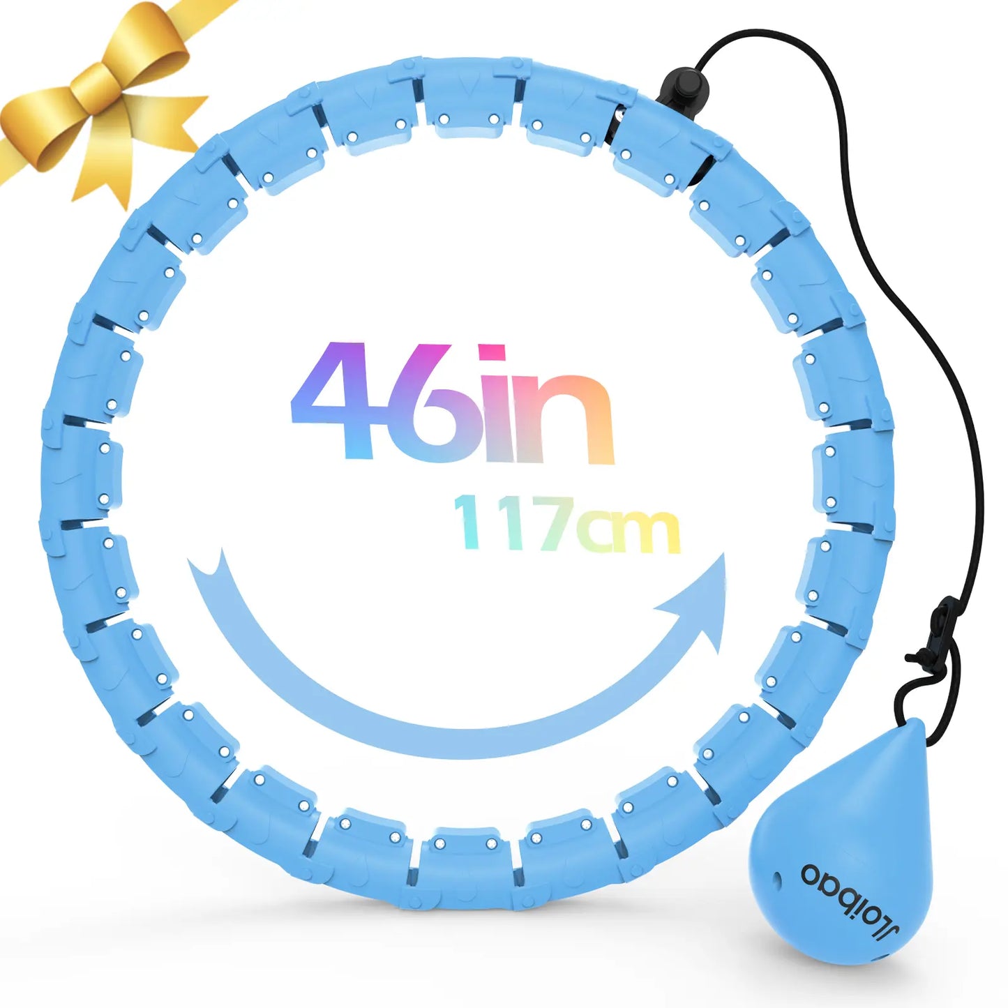 Weighted Fitness Hoop for Adults – 47" Adjustable Smart Weighted Hula Hoop with 24 Detachable Links & Auto-Spinning Ball