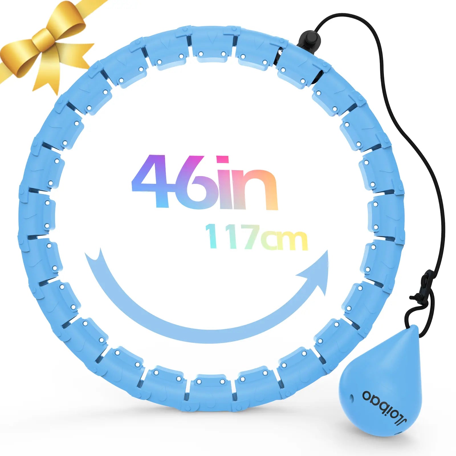 Weighted Fitness Hoop for Adults – 47" Adjustable Smart Weighted Hula Hoop with 24 Detachable Links & Auto-Spinning Ball