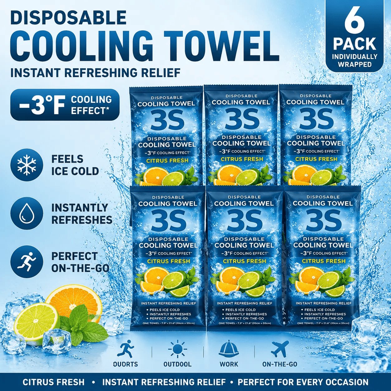 Instant Cooling Scented Towels – Portable Cooling Sports Towels for Gym, Travel & Outdoors