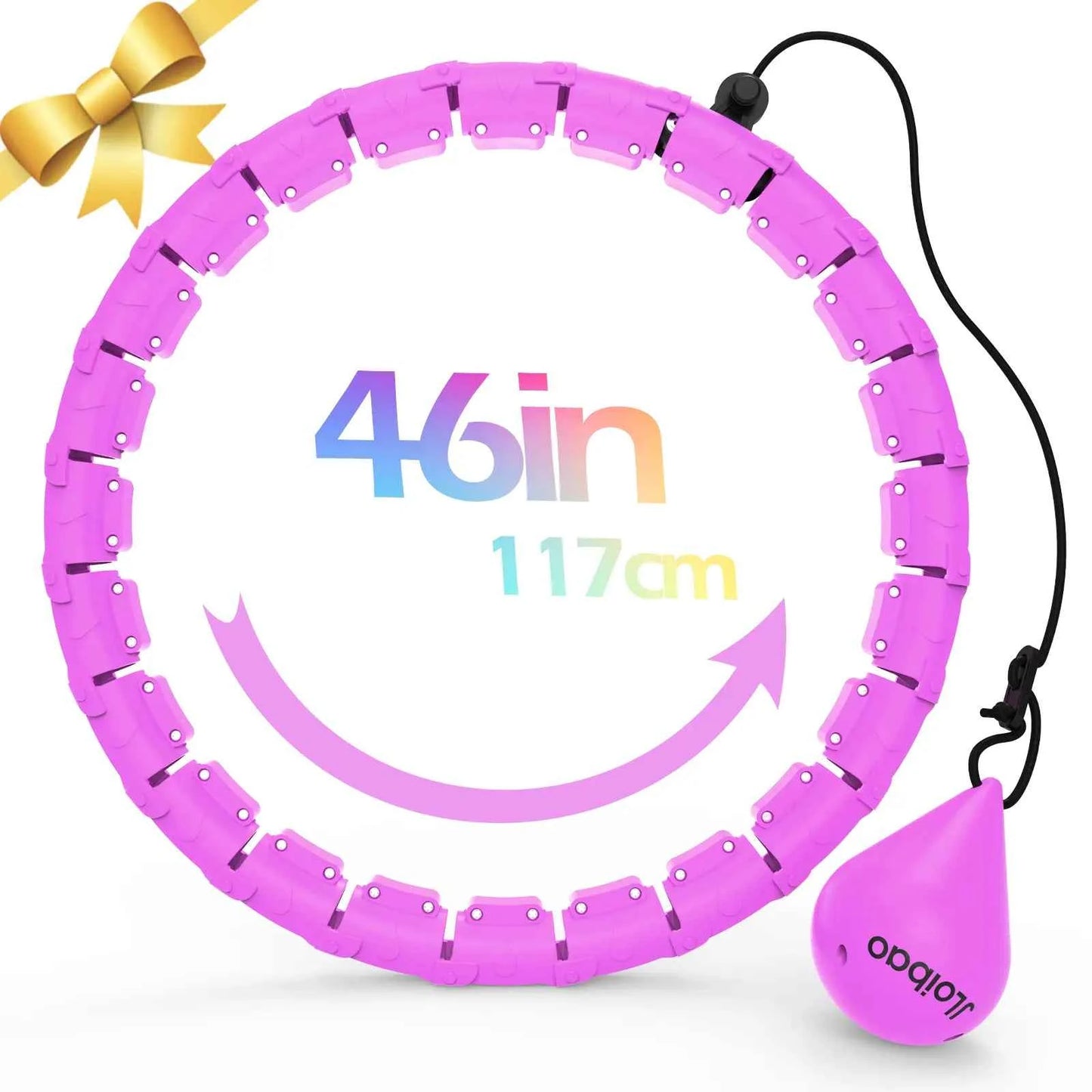 Weighted Fitness Hoop for Adults – 47" Adjustable Smart Weighted Hula Hoop with 24 Detachable Links & Auto-Spinning Ball