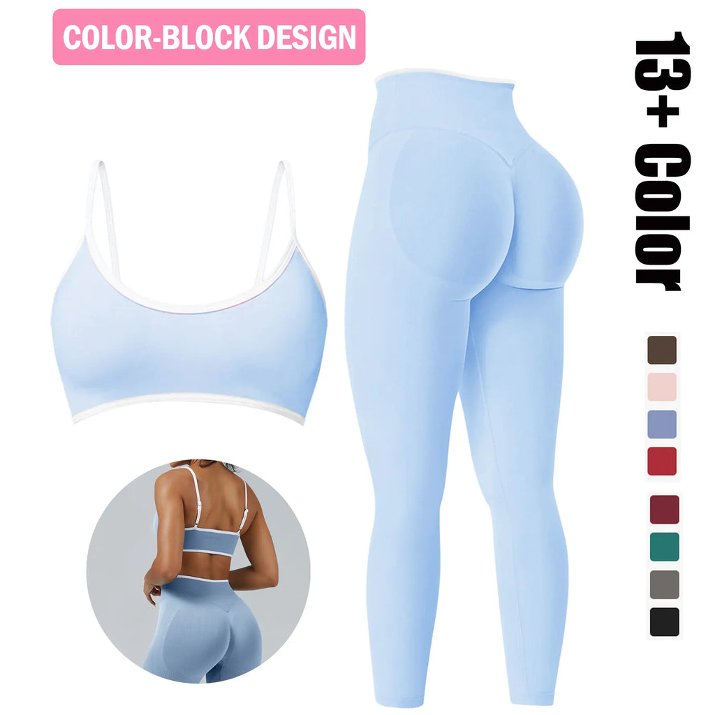 Women's 2-Piece Seamless Ribbed Workout Set | Sports Bra & Butt Lifting Leggings