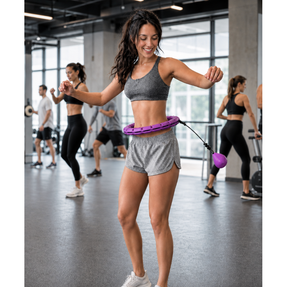 Weighted Hula Hoop for Adults | Smart Fitness Hoop with 24 Adjustable Links & Auto-Spinning Ball