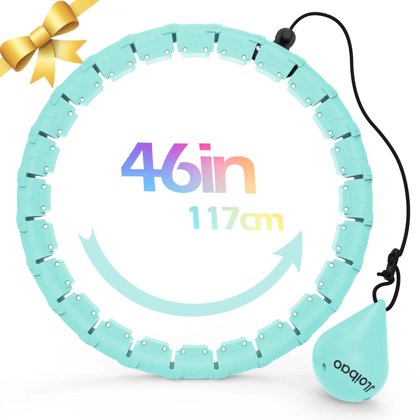Weighted Fitness Hoop for Adults – 47" Adjustable Smart Weighted Hula Hoop with 24 Detachable Links & Auto-Spinning Ball