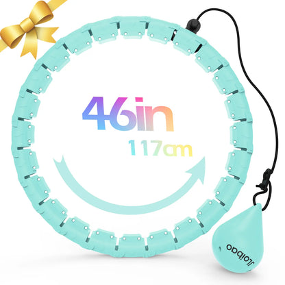 Weighted Fitness Hoop for Adults – 47" Adjustable Smart Weighted Hula Hoop with 24 Detachable Links & Auto-Spinning Ball