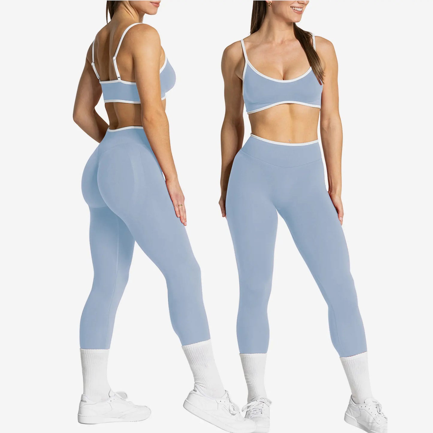 Women's 2-Piece Seamless Ribbed Workout Set | Sports Bra & Butt Lifting Leggings