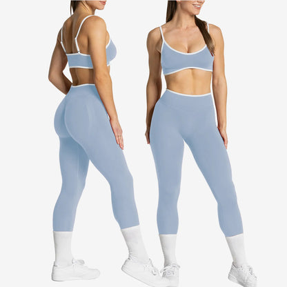 Women's 2-Piece Seamless Ribbed Workout Set | Sports Bra & Butt Lifting Leggings