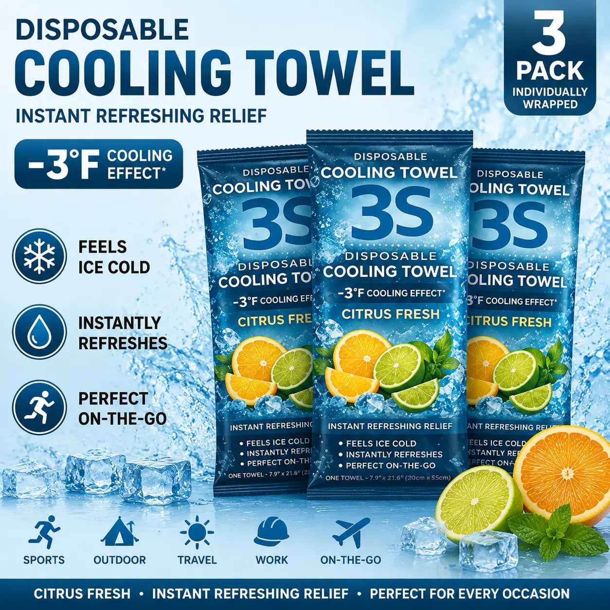 Instant Cooling Scented Towels – Portable Cooling Sports Towels for Gym, Travel & Outdoors