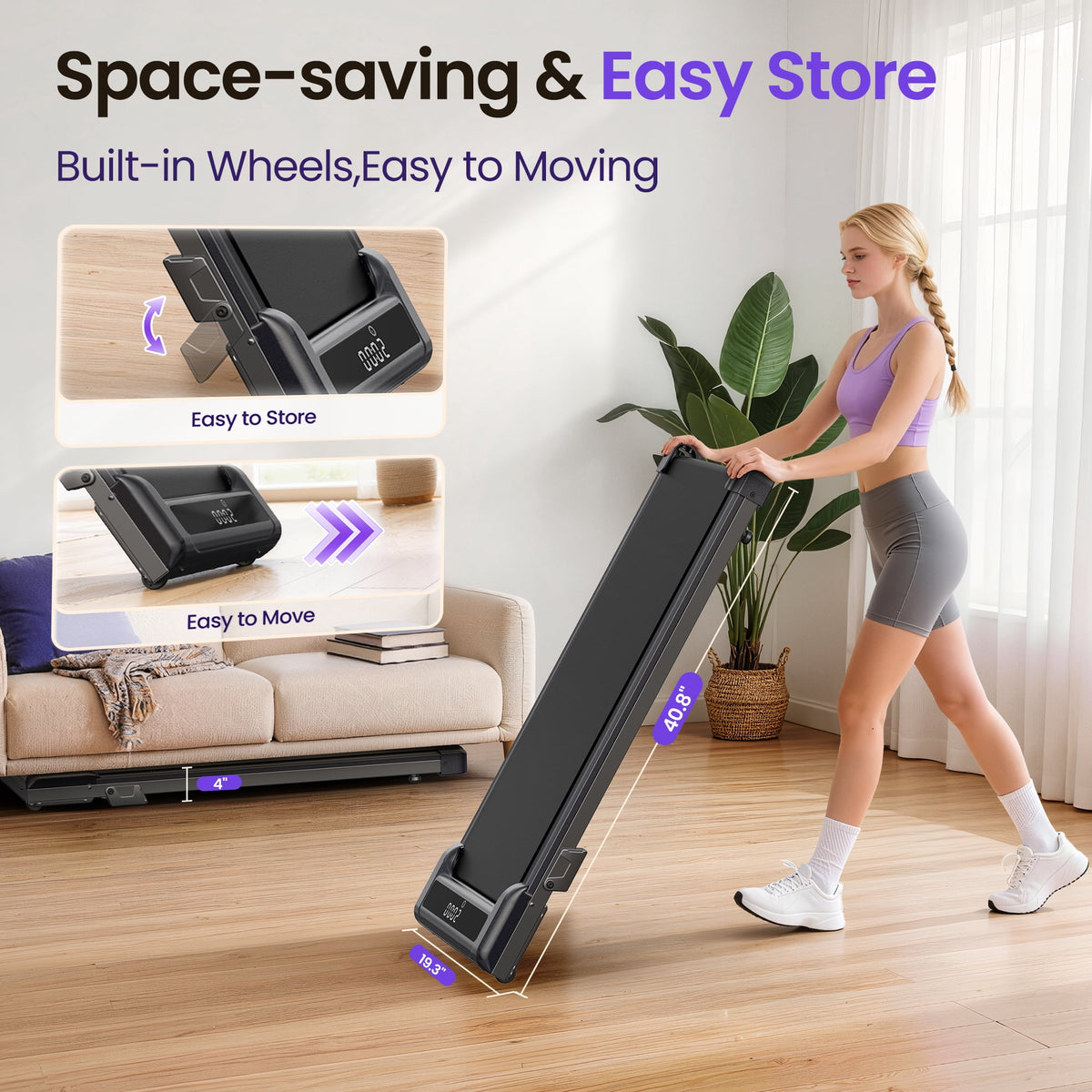 Transform Your Workspace with the AQUVII 4-in-1 Under Desk Treadmill - Compact, Portable, and Perfect for Home & Office!