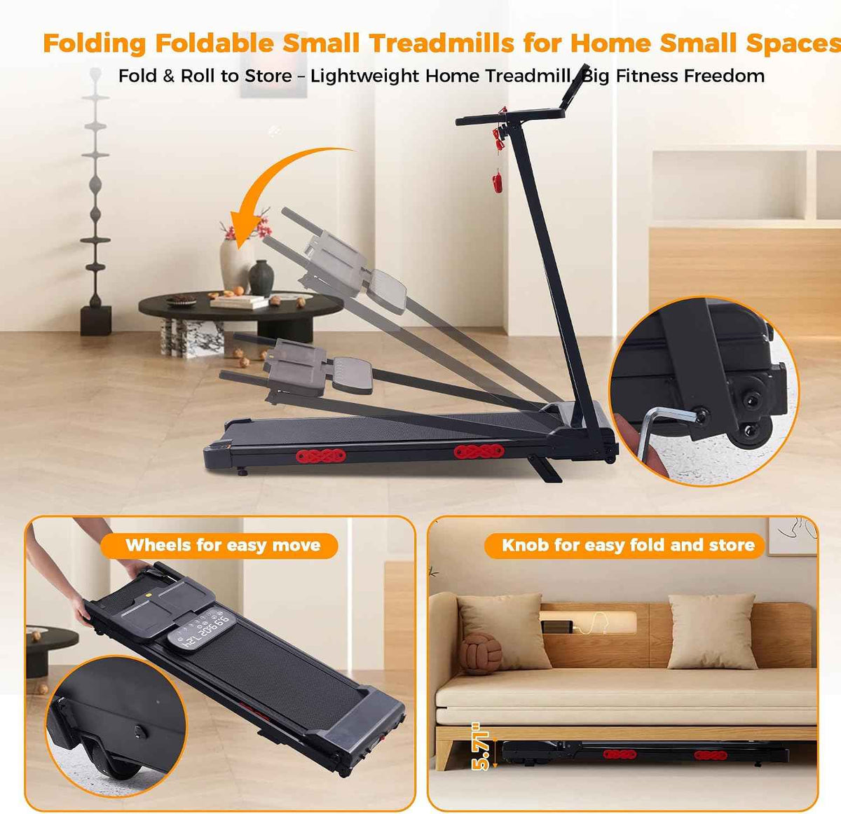 4-in-1 Walking Pad Treadmill – 3.5HP Foldable Home Treadmill, 400 lb Capacity