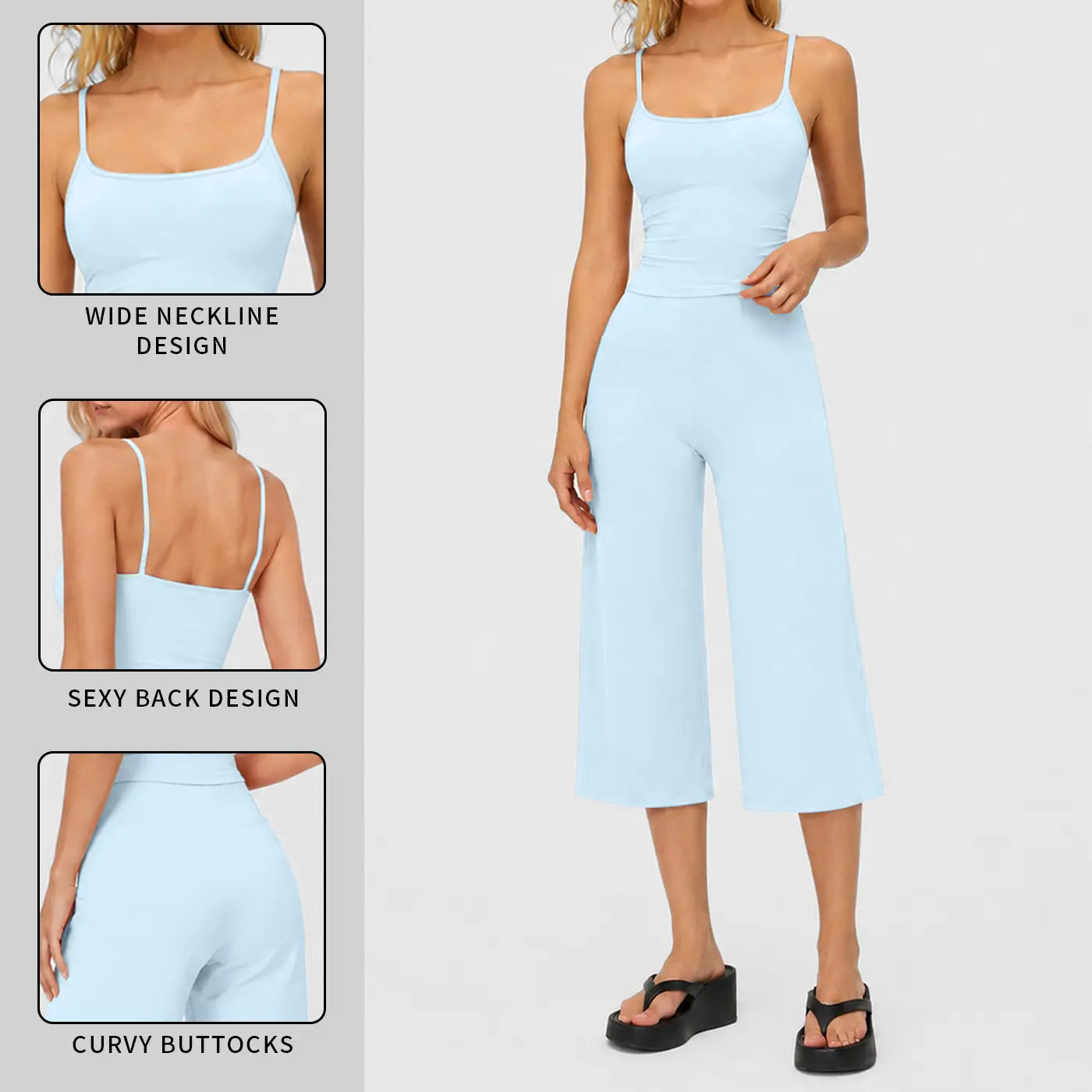 Women's 2-Piece Yoga Set | Camisole Tank Top & High-Waist Shorts