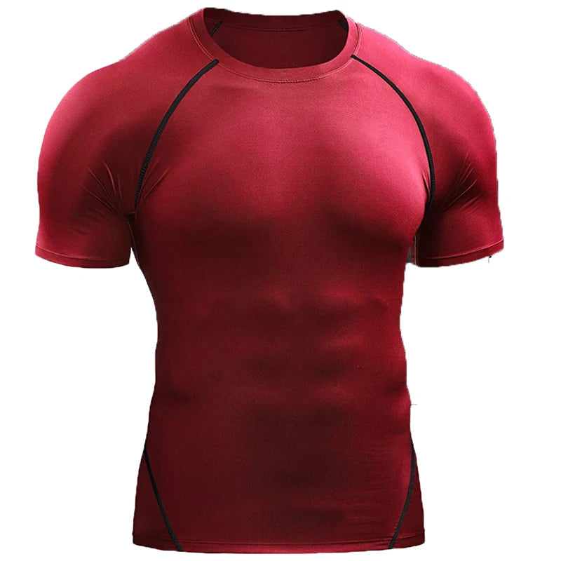 2026 Compression T Shirt Men Summer Sportswear Running T-Shirt Elastic Quick Dry Sport Tops Tee Athletic Gym Workout Shirts Men
