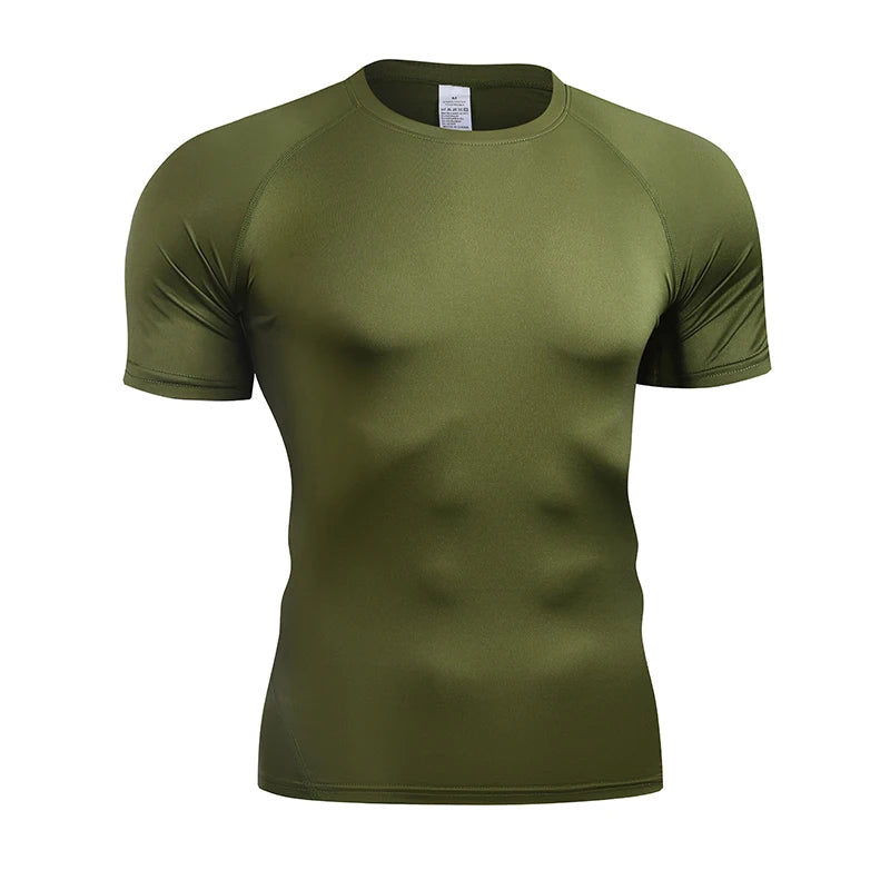 2026 Compression T Shirt Men Summer Sportswear Running T-Shirt Elastic Quick Dry Sport Tops Tee Athletic Gym Workout Shirts Men