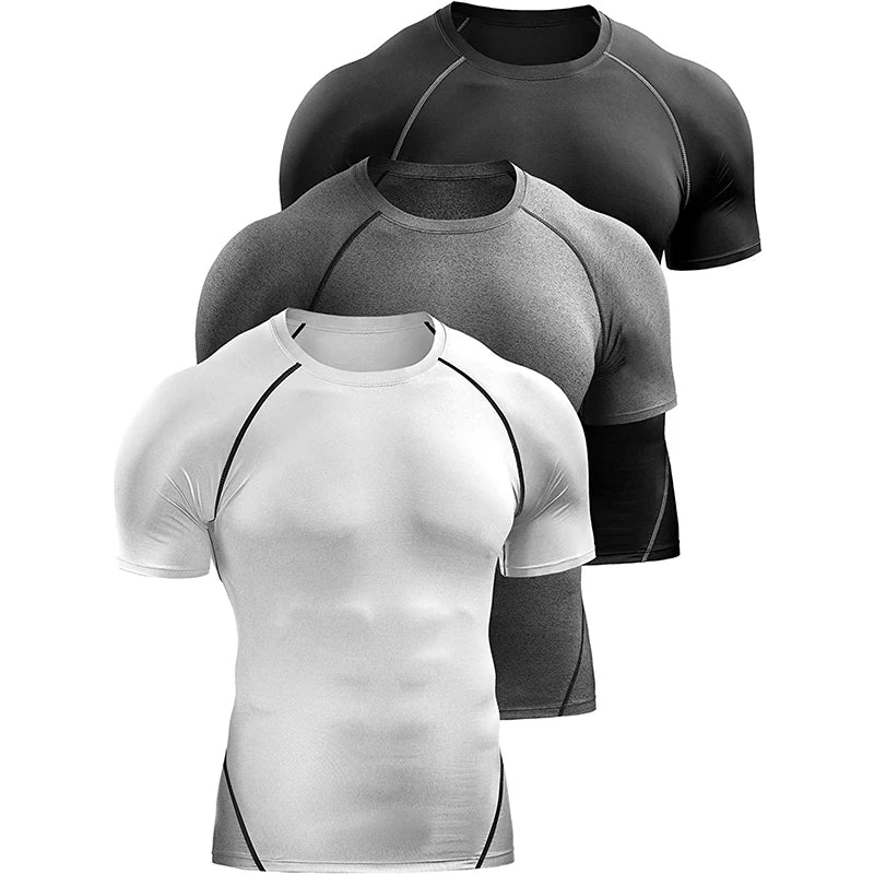 2026 Compression T Shirt Men Summer Sportswear Running T-Shirt Elastic Quick Dry Sport Tops Tee Athletic Gym Workout Shirts Men