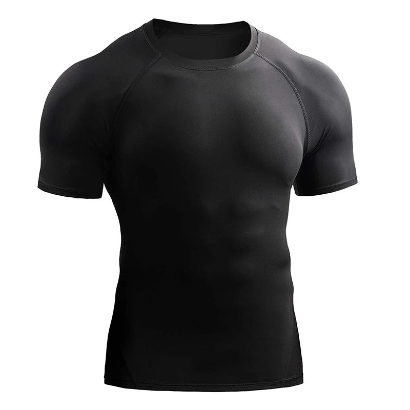 2026 Compression T Shirt Men Summer Sportswear Running T-Shirt Elastic Quick Dry Sport Tops Tee Athletic Gym Workout Shirts Men