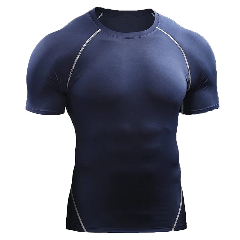 2026 Compression T Shirt Men Summer Sportswear Running T-Shirt Elastic Quick Dry Sport Tops Tee Athletic Gym Workout Shirts Men
