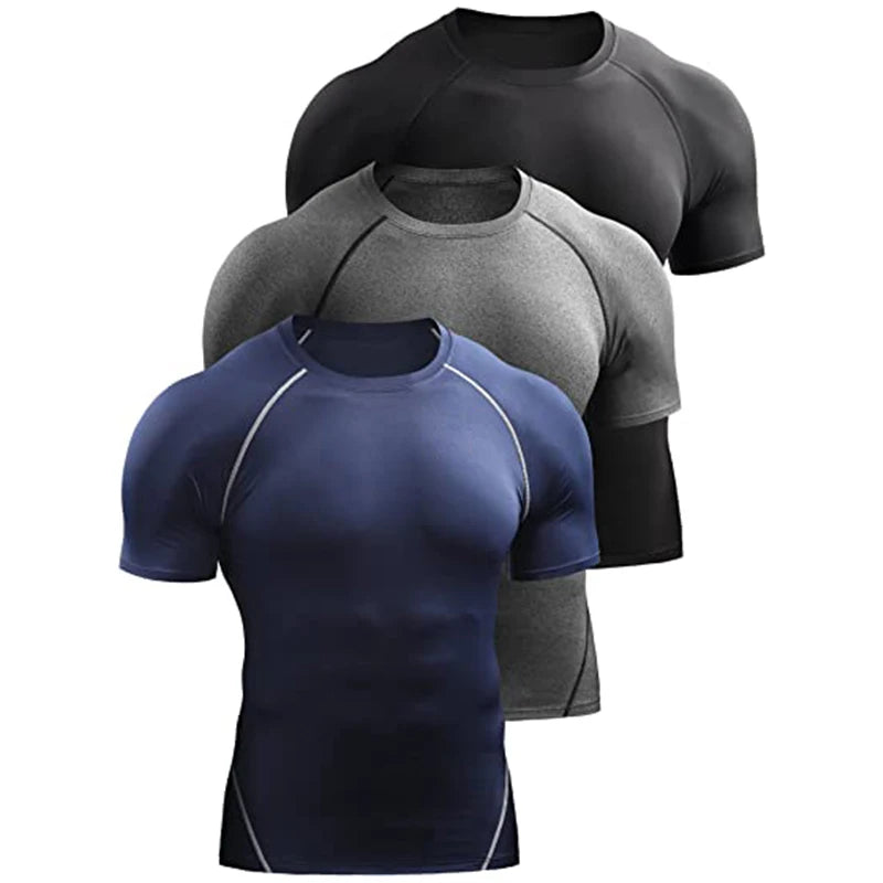 2026 Compression T Shirt Men Summer Sportswear Running T-Shirt Elastic Quick Dry Sport Tops Tee Athletic Gym Workout Shirts Men