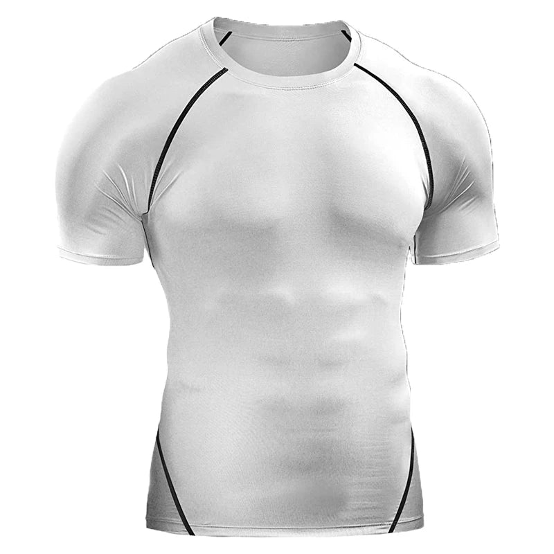 2026 Compression T Shirt Men Summer Sportswear Running T-Shirt Elastic Quick Dry Sport Tops Tee Athletic Gym Workout Shirts Men