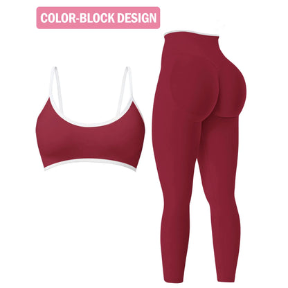 Women's 2-Piece Seamless Ribbed Workout Set | Sports Bra & Butt Lifting Leggings