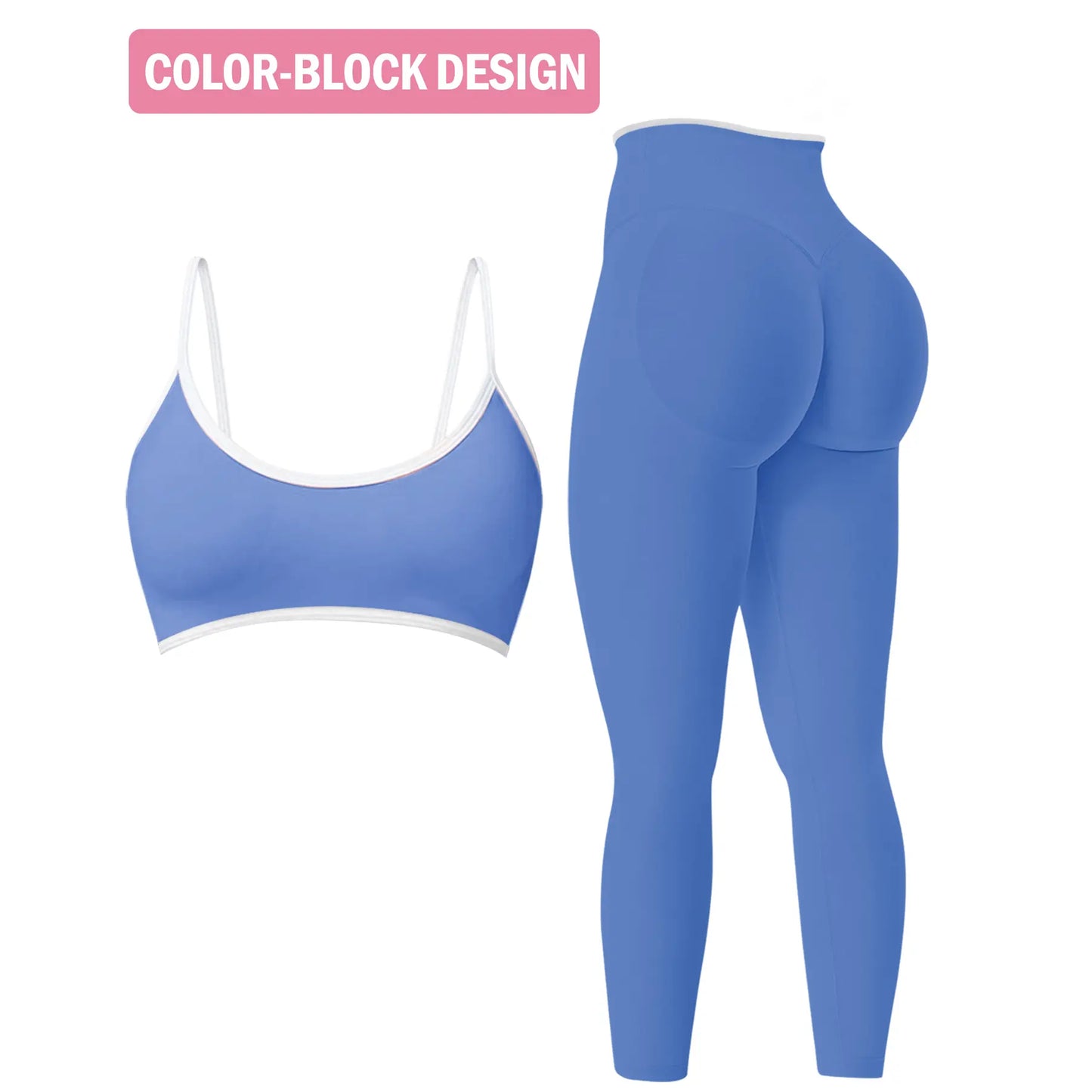 Women's 2-Piece Seamless Ribbed Workout Set | Sports Bra & Butt Lifting Leggings