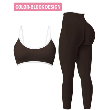 Women's 2-Piece Seamless Ribbed Workout Set | Sports Bra & Butt Lifting Leggings