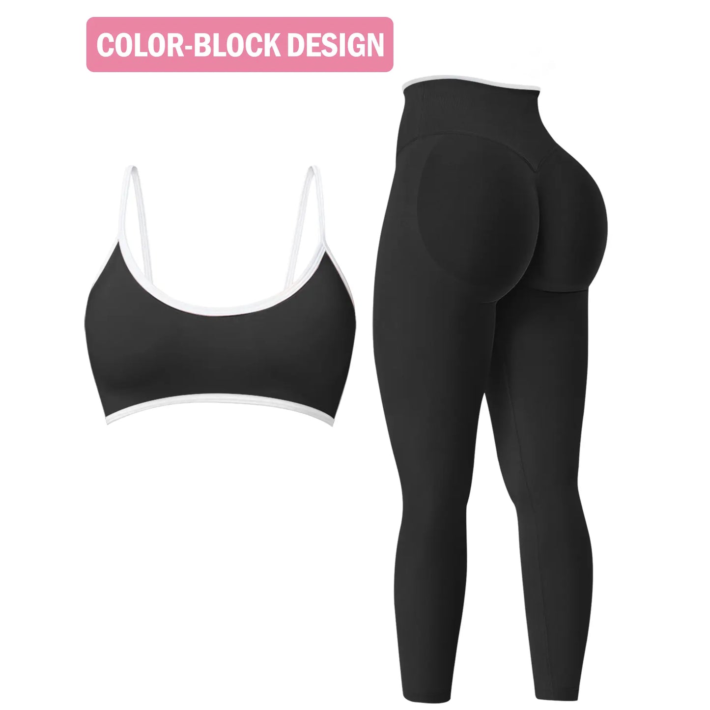 Women's 2-Piece Seamless Ribbed Workout Set | Sports Bra & Butt Lifting Leggings