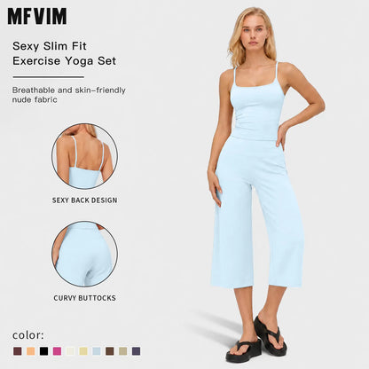 Women's 2-Piece Yoga Set | Camisole Tank Top & High-Waist Shorts